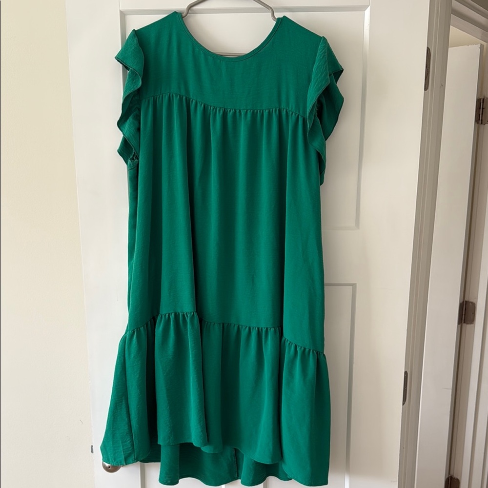 NWOT Green Ruffled Dress